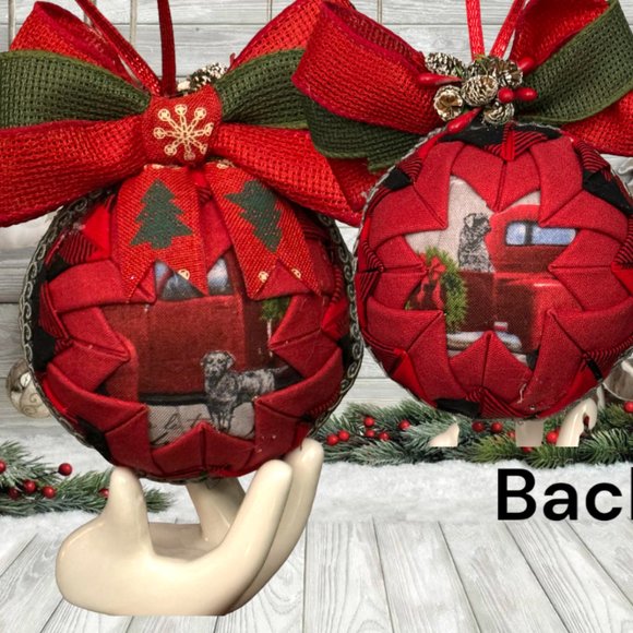 Christmas Ornament, Red Truck W/Dog, Country Chic, X-Mas Gift/Present, Handmade - Picture 8 of 16